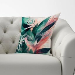 Warren Reed - Designer Green Feather leaves Tropical Cushions - Size: 60 cm x 60 cm - thumbnail 2