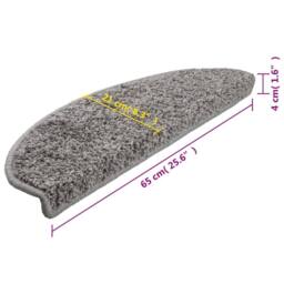 Berkfield Home Decorative Carpet Stair Treads 15 pcs Grey 65x21x4 cm - Size: Medium - thumbnail 9