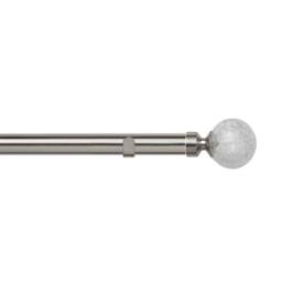 New Edge Blinds 28mm Fixed Length Metal Eyelet Curtain Pole Set - Crash Finial in Silver - Size: 60 cm - thumbnail 1