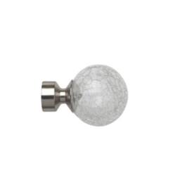 New Edge Blinds 28mm Fixed Length Metal Eyelet Curtain Pole Set - Crash Finial in Silver - Size: 60 cm - thumbnail 2