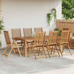 Berkfield Home Folding Garden Chairs 8 pcs Solid Acacia Wood in Brown - thumbnail 1