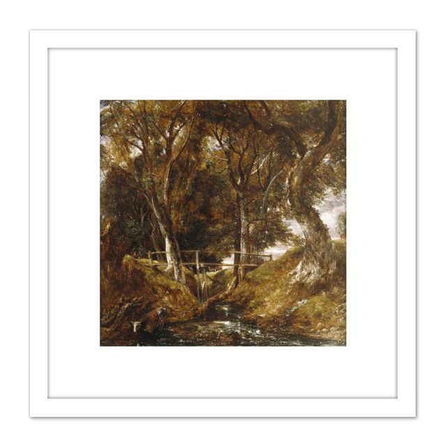 Artery8 John Constable The Dell At Helmingham Park 8X8 Inch Square Wooden Framed Wall Art Print Picture with Mount in White - image 1