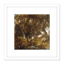 Artery8 John Constable The Dell At Helmingham Park 8X8 Inch Square Wooden Framed Wall Art Print Picture with Mount in White - thumbnail 1