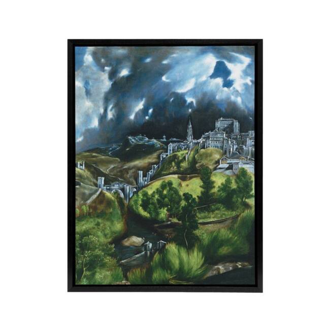 "Artery8 El Greco View Of Toledo Spain Framed Canvas Wall Art Print - Size: W12"" x H16""" - image 1
