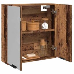 Berkfield Home Bathroom Mirror Cabinet Old Wood 64x20x66.5 cm Engineered Wood in Brown - thumbnail 1