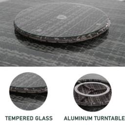 FURNITURE ONE Rattan Lazy Susan Glass Turntable with Parasol Hold - 60CM in Grey - Size: 1 Pack - thumbnail 3