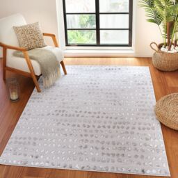 Livabliss Lustro-Modern Grey Off-White Beige Polka Dot Living Dining Bedroom Rug - Size: 160 cm x 220 cm - thumbnail 1