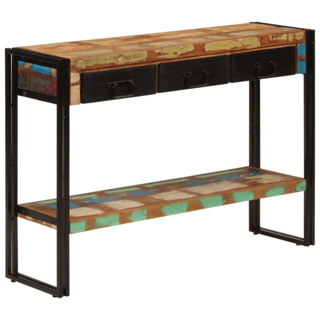 Berkfield Home Console Table 110x30x76 cm Solid Wood Reclaimed in Black - Size: 110 x 30 x 76 cm - image 1
