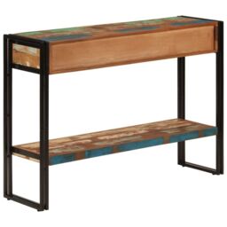 Berkfield Home Console Table 110x30x76 cm Solid Wood Reclaimed in Black - Size: 110 x 30 x 76 cm - thumbnail 3