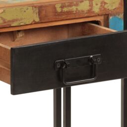 Berkfield Home Console Table 110x30x76 cm Solid Wood Reclaimed in Black - Size: 110 x 30 x 76 cm - thumbnail 5