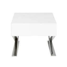 Angel Cerda White MDF Bedside Table with Chromed Stainless Steel - thumbnail 2