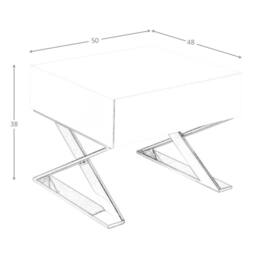 Angel Cerda White MDF Bedside Table with Chromed Stainless Steel - thumbnail 7
