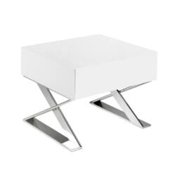 Angel Cerda White MDF Bedside Table with Chromed Stainless Steel