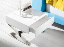 Angel Cerda White MDF Bedside Table with Chromed Stainless Steel - thumbnail 3