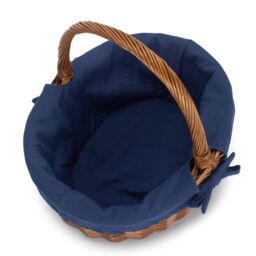 Red Hamper Cotton Lined Wicker Double Steamed Oval Shopping Basket in Navy - thumbnail 2