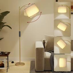 EONLION Floor Lamp Free Standing Light with Bulb Shade in Gold - thumbnail 3