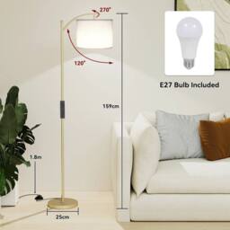 EONLION Floor Lamp Free Standing Light with Bulb Shade in Gold - thumbnail 2