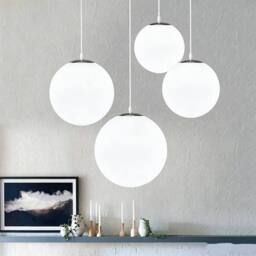 COMELY Pendant Ceiling Light, White Glass Globe pendant light, 150cm, 1 Light - thumbnail 6