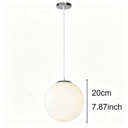 COMELY Pendant Ceiling Light, White Glass Globe pendant light, 150cm, 1 Light - thumbnail 3
