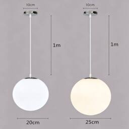COMELY Pendant Ceiling Light, White Glass Globe pendant light, 150cm, 1 Light - thumbnail 4