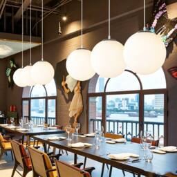 COMELY Pendant Ceiling Light, White Glass Globe pendant light, 150cm, 1 Light - thumbnail 2