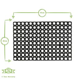 Nicola Spring Heavy Duty Rubber Door Mats - 60 x 40cm - Black - Set of 2 - Size: 40 cm x 60 cm - thumbnail 3