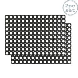 Nicola Spring Heavy Duty Rubber Door Mats - 60 x 40cm - Black - Set of 2 - Size: 40 cm x 60 cm - thumbnail 1