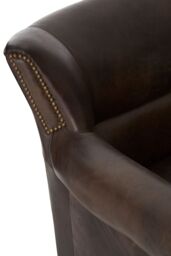 Orsina Cozy Dark Grey Scroll Armchair, Heritage Design Chair With Copper Studded Detail, Walnut Wooden Lounge Seat in Brown - thumbnail 5
