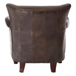Orsina Cozy Dark Grey Scroll Armchair, Heritage Design Chair With Copper Studded Detail, Walnut Wooden Lounge Seat in Brown - thumbnail 4
