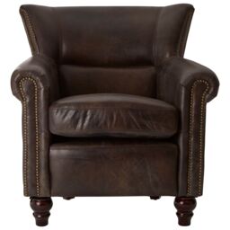 Orsina Cozy Dark Grey Scroll Armchair, Heritage Design Chair With Copper Studded Detail, Walnut Wooden Lounge Seat in Brown - thumbnail 2