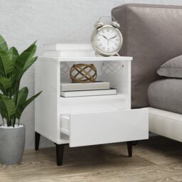Berkfield Home Bedside Cabinets 2 pcs High Gloss White 40x35x50 cm - Size: 40 x 35 x 50 cm - thumbnail 3