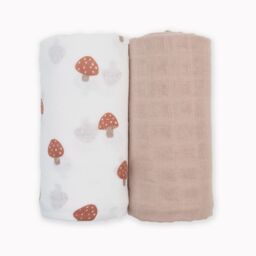 Lulujo 2-pack Cotton Swaddles - Mushroom / Sand - thumbnail 2
