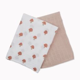 Lulujo 2-pack Cotton Swaddles - Mushroom / Sand - thumbnail 3