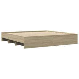 Berkfield Home Durable Bed Frame Frame Sonoma Oak 180x200 cm Super King Wood in Light Tan - thumbnail 4