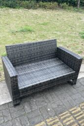 Fimous High Back Rattan 2 Seater Love Sofa Double Seat Thick Seat & Back Cushion in Dark Grey - thumbnail 6