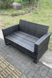 Fimous High Back Rattan 2 Seater Love Sofa Double Seat Thick Seat & Back Cushion in Dark Grey - thumbnail 4