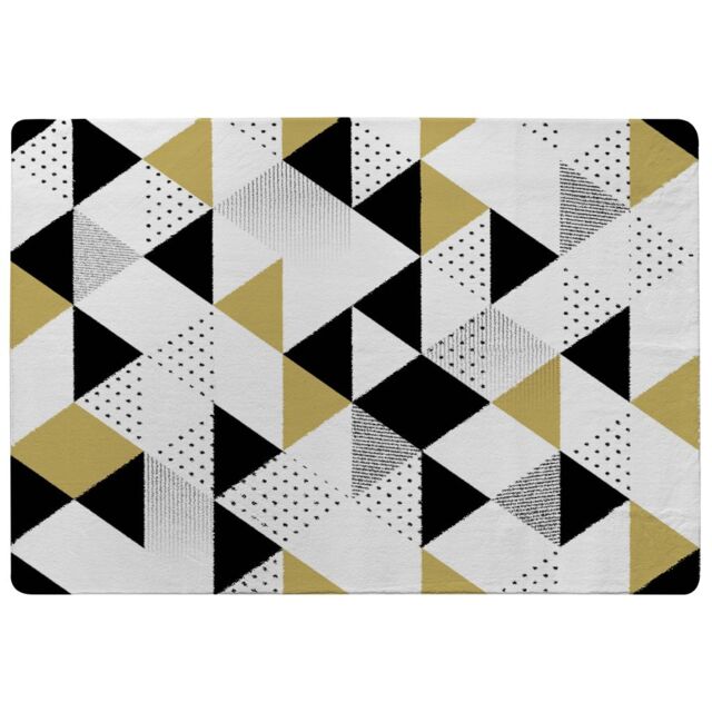 Benjamin Tate Design Gold & Black Geometric Triangles Rug in Natural - Size: Large - image 1
