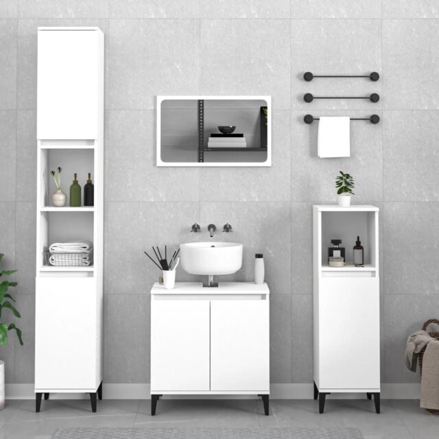 Berkfield Home 3 Piece Bathroom Furniture Set White Engineered Wood - image 1