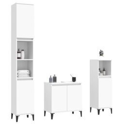 Berkfield Home 3 Piece Bathroom Furniture Set White Engineered Wood - thumbnail 3