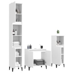 Berkfield Home 3 Piece Bathroom Furniture Set White Engineered Wood - thumbnail 4