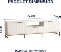 FURNITURE ONE White TV Cabinet with 1 Drawer, 2 Door, Open Shelf in Natural White - Size: 1 Pack - thumbnail 8