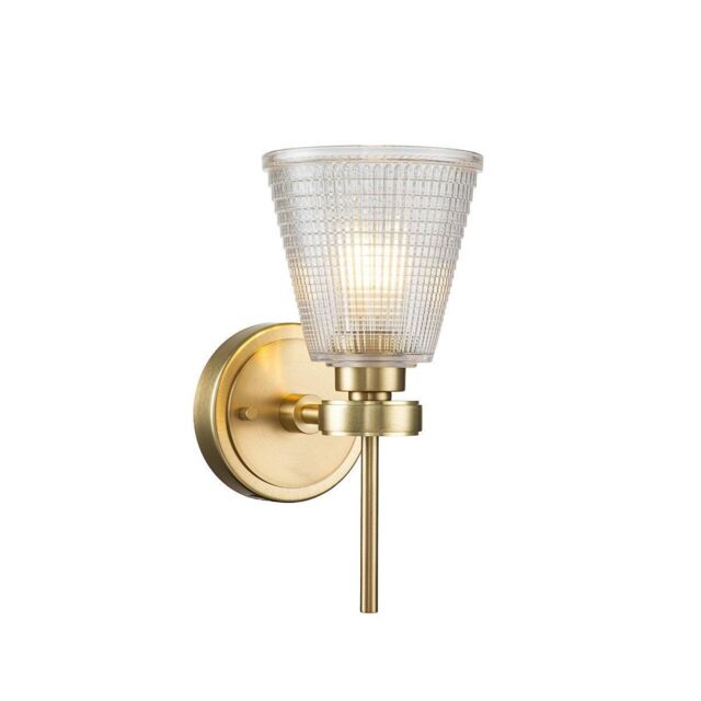Netlighting Gunnislake Wall Lamp Brushed Brass IP44 in Yellow - image 1