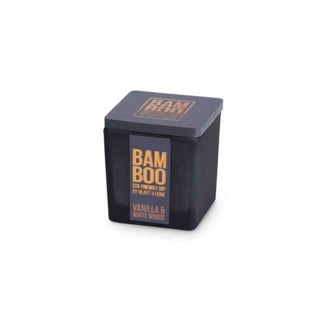 Bamboo Small Soy Wax Candle - Vanilla & White Woods in Dark Grey - image 1