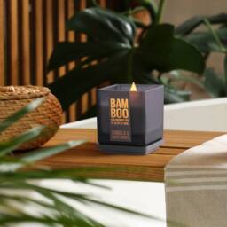 Bamboo Small Soy Wax Candle - Vanilla & White Woods in Dark Grey - thumbnail 2