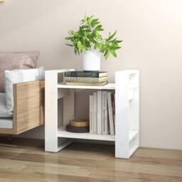 Berkfield Home Book Cabinet/Room Divider White 60x35x57 cm Solid Wood Pine - Size: 60 x 35 x 57 cm - thumbnail 6