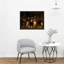 "Artery8 Wall Art Print Rembrandt Night Watch Scene The Shooting Company Large Framed Wall Décor Art in Brown - Size: W18"" x H24""" - thumbnail 2