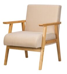 Nordlys Scandinavian Lounge Armchair with Wooden Frame in Beige