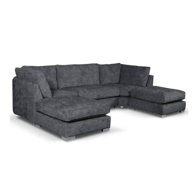 SNUG FURNITURE BIRMINGHAM LTD London U Shape Charcoal Grey Fullback Corner Sofa - image 1