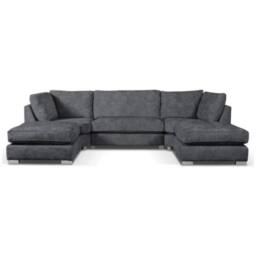 SNUG FURNITURE BIRMINGHAM LTD London U Shape Charcoal Grey Fullback Corner Sofa - thumbnail 2