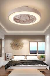 H&O Direct Round Acrylic Spotted Ceiling Mount LED Fan Light in White